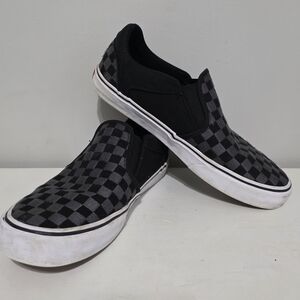Vans Black and Gray Checkered Slip-On Shoes